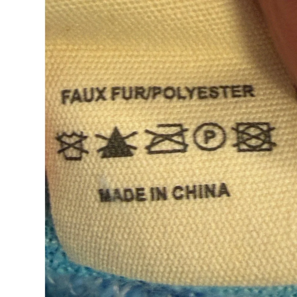Puppie Love Blue Tie Dye Faux Fur Sherpa Fleece Quarter Zip Pullover Small